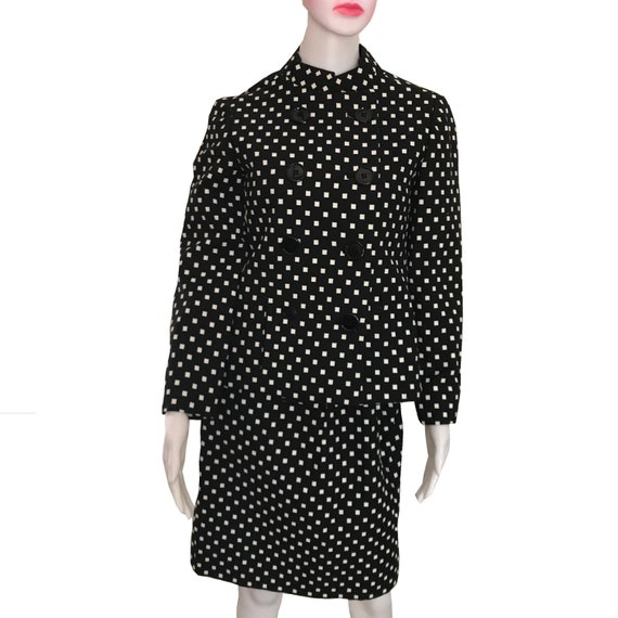 Vintage 1960s Donald Brooks Black & White Suit Wit