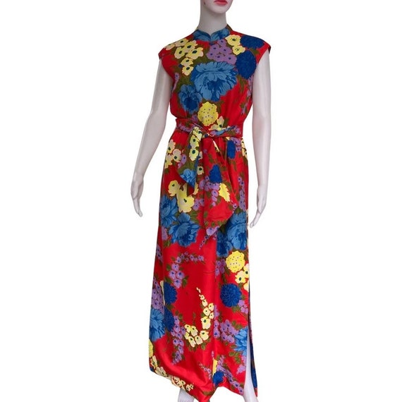 Vintage 1960s Adele Simpson Floral Maxi Dress - image 1