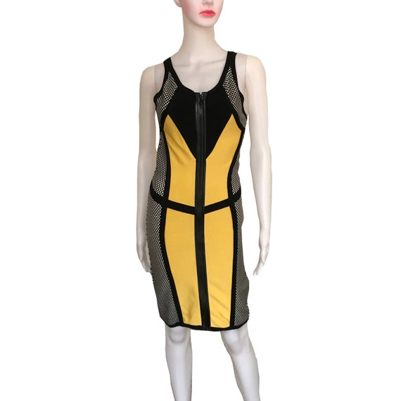 Vintage 1990s Color-Block Bodycon Bandage Dress