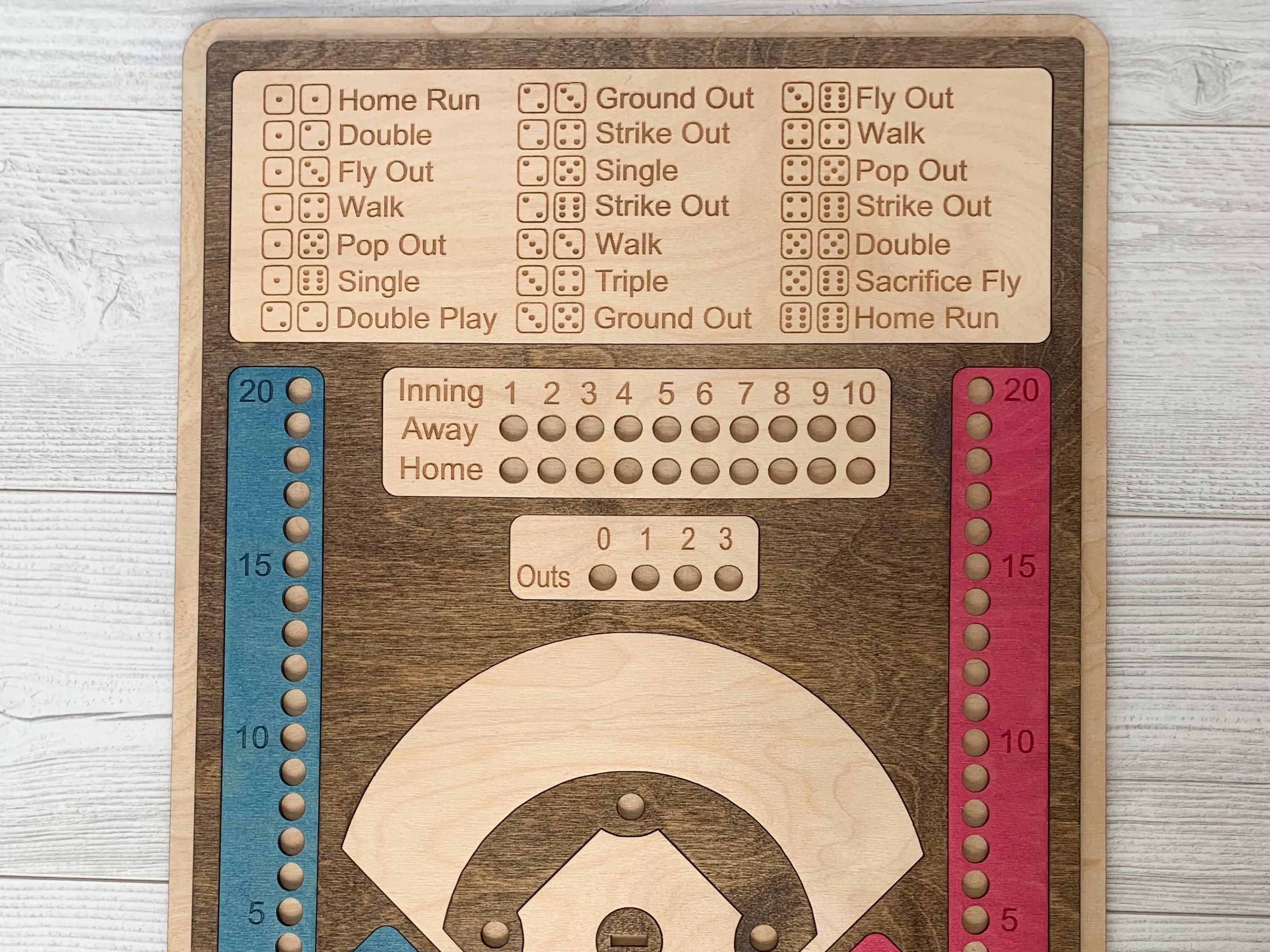 Baseball Dice Game wooden board game, family board games, family game nights, games for adults, baseball lovers