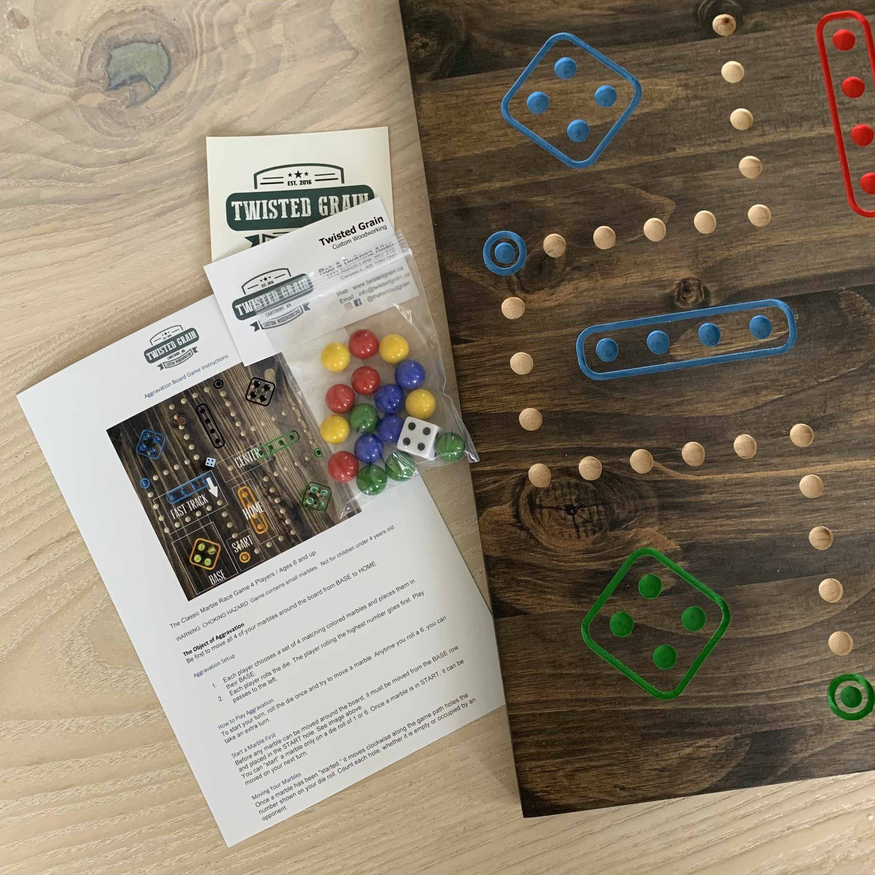 Aggravation | Double sided 6-player and 4-player Wooden Dice Marble Game | Board Game | Trouble | Sorry | Family Game Night