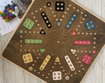 Aggravation Double sided, 6-player, 4-player, Wooden Dice Marble Game, Wooden Board Game, Customizable, Family Game Night