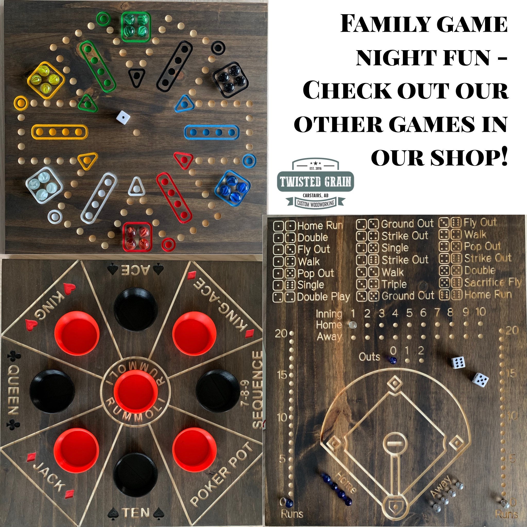 Aggravation | Double sided 6-player and 4-player Wooden Dice Marble Game | Board Game | Trouble | Sorry | Family Game Night