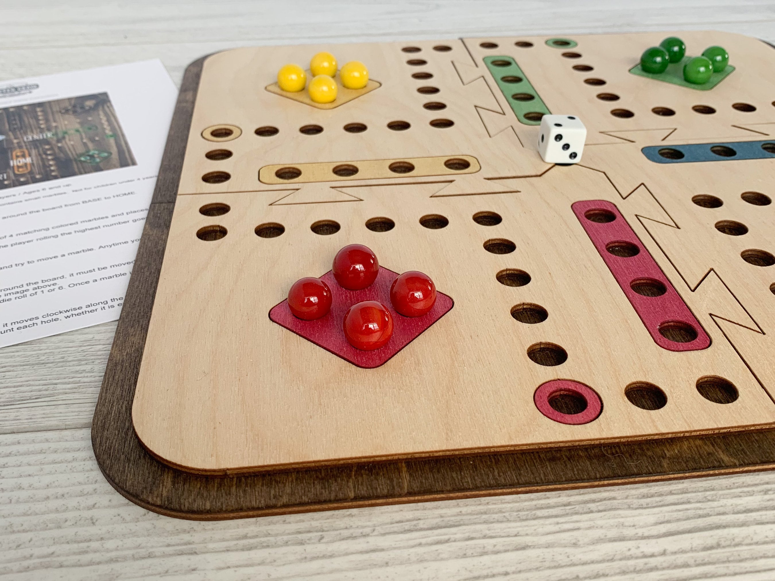 Aggravation Travel 4 player wooden board game, dice and marble game, family game night, games for adults,  family board games