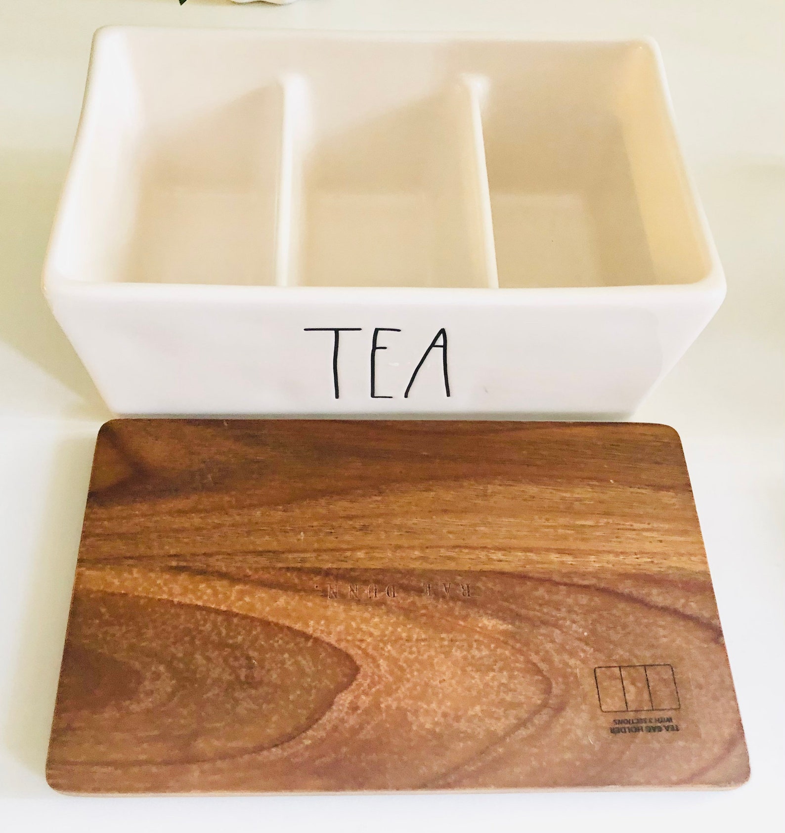 Rae Dunn Black TEA Canister - Cellar With Wooden Lid