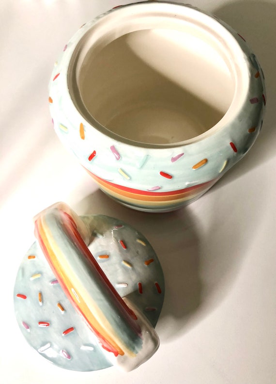 Home & Living Cupcake ceramic canisterrainbow with sprinkles. Canister