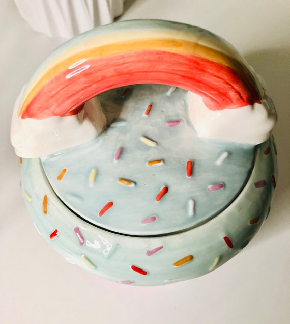 Home & Living Cupcake ceramic canisterrainbow with sprinkles. Canister