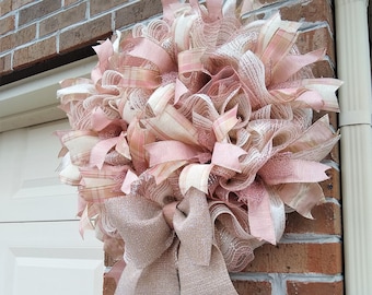 Wedding or Boudoir, Victorian Wreath, Shabby Chic, Dusty Rose Wall Decor is a Rosegold Wreath or Dusty Rose, Pink Wreath.