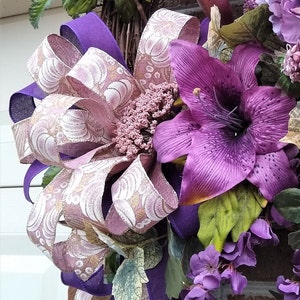 Purple and Plum Peony and Lily Grapevine Wreath for Door or Wall Décor Perfect Year Round - Spring, Summer & Fall is a lovely Favorite