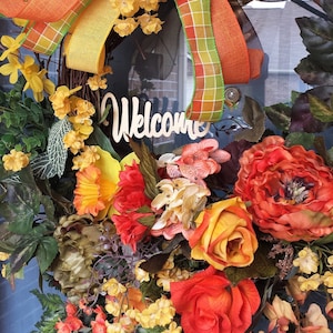 Bright Yellow and Orange Floral Grapevine Wreath for Door or Wall Décor Is Colorful, Late Summer and Fall Favorite