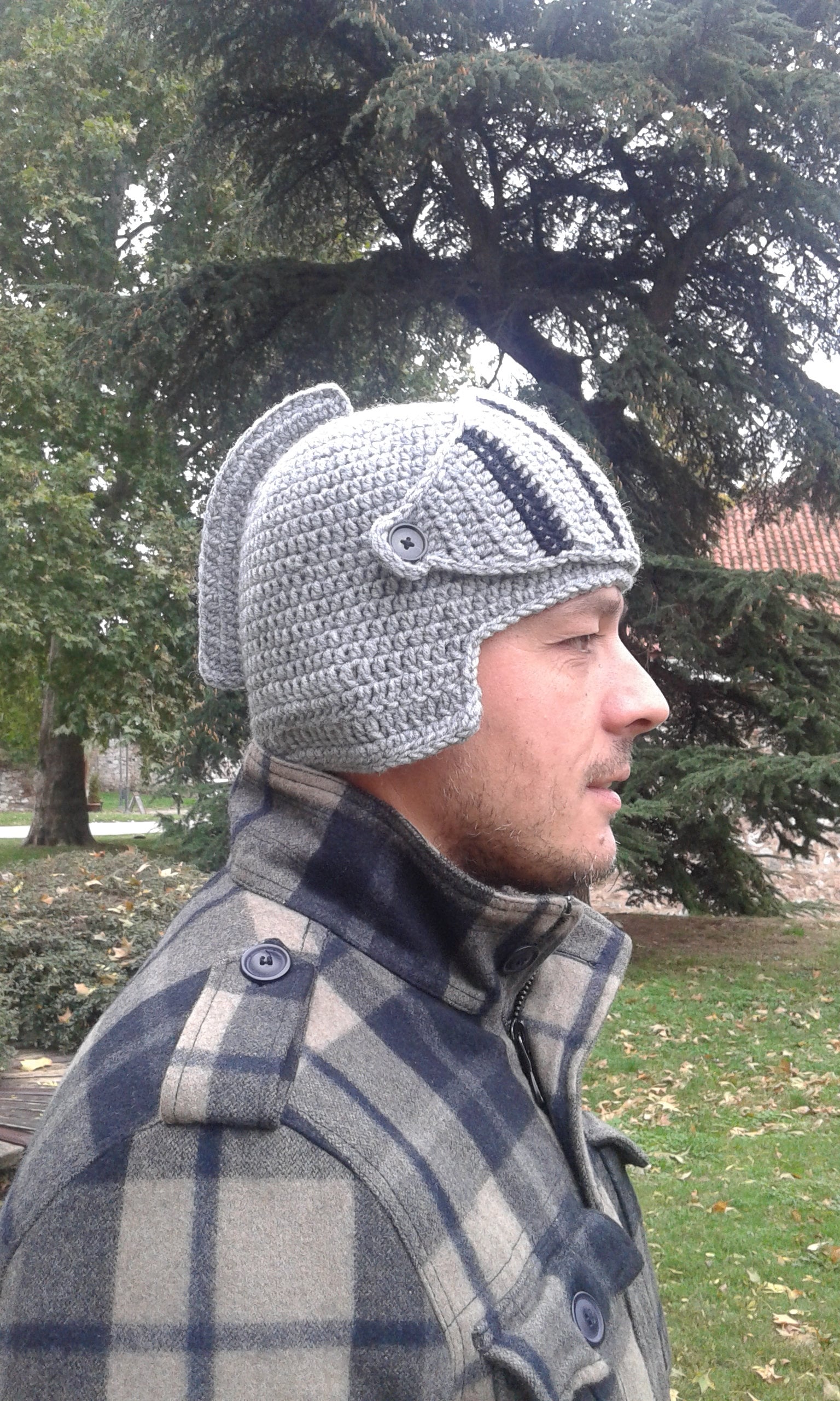 Crochet Knight Helmet Hat With Moveable 