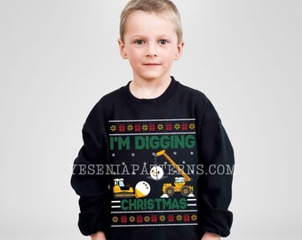 I'm Digging Christmas "Ugly" Cute Christmas Sweater Construction theme Snowman