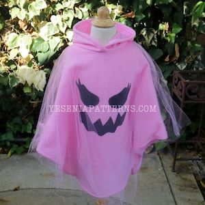 Spooky Girly Pink Floating Ghost Poncho Halloween Cape Toddler