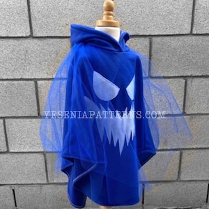 Royal Blue Spooky Floating Ghost Poncho Halloween Cape Toddler