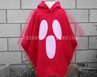 Surprised Red Floating Ghost Poncho Cape Halloween Costume Toddler