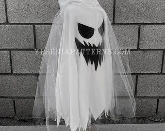 Floating Ghost Poncho with jagged edges - Halloween Ghost Costume Cape Toddler