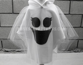 Girly Lashes Happy Floating Ghost Poncho Cape Halloween Costume Toddler