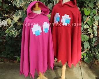 READY TO SHIP - Retro Spooky Ghost Poncho with jagged edges - Halloween Ghost Costume Cape Toddler