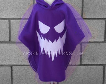 Spooky Purple Floating Ghost Poncho Halloween Cape Toddler