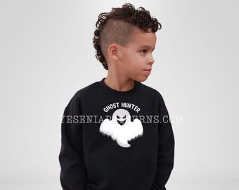 Ghost Hunter Spooky BOO Ghostie Halloween Kids crewneck Sweater