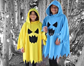 Spooky Colorful Ghost Poncho Halloween Cape Toddler