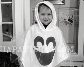 Happy Crescent Floating Ghost Poncho Cape Halloween Costume Toddler Ghostie