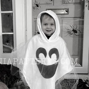 Happy Crescent Floating Ghost Poncho Cape Halloween Costume Toddler Ghostie