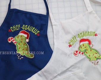READY TO SHIP Chef-osaurus kid apron christmas dinosaur