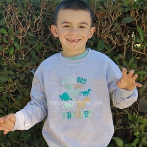 Embroidered Dinosaur Sweater - Just a boy who loves dinosaurs