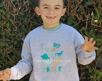 Embroidered Dinosaur Sweater - Just a boy who loves dinosaurs