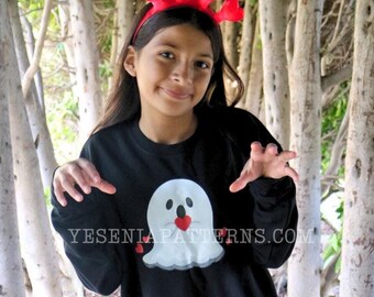 Valentines BOO Ghost Sweater - Be mine boo - red hearts - Kids crewneck