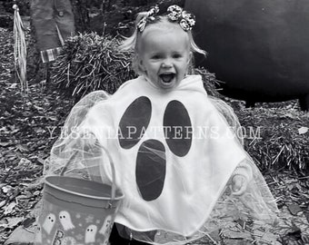Surprised Floating Ghost Poncho Cape Halloween Costume Toddler