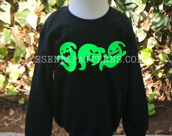 Glow in the dark Boo Ghosts crewneck kids Sweater halloween