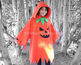 Spooky Pumpkin Poncho Halloween Cape Toddler
