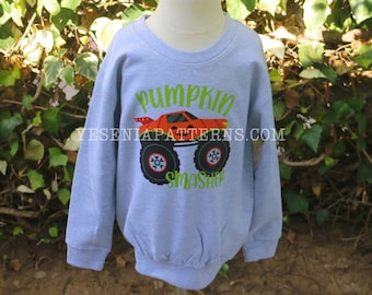 Halloween Monster Truck Pumpkin Smasher crewneck kids Sweater