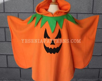 Spooky Pumpkin Poncho Costume Toddler - Halloween costume cape