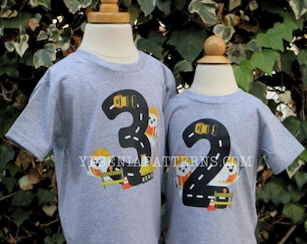 Construction Birthday Ghost ghostie Kids tshirt tee - Excavator Construction Digger