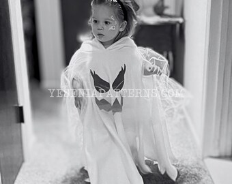Floating Spooky Girly Ghost Poncho with jagged edges - Halloween Ghost Costume Cape Toddler