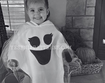 Girly Lashes Happy Floating Ghost Poncho Cape Halloween Costume Toddler