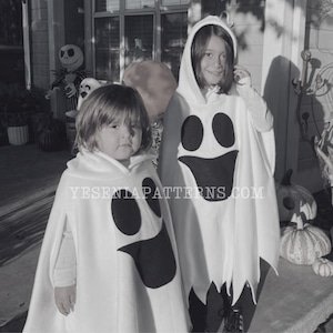 Happy Ghost Poncho with jagged edges - Halloween Ghost Costume Cape Ghostie