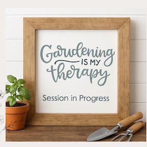 Farmhouse Gardening Therapy Sign: Rustic Wall Art for Greenhouse, Potting Shed, Garden Decor Gift