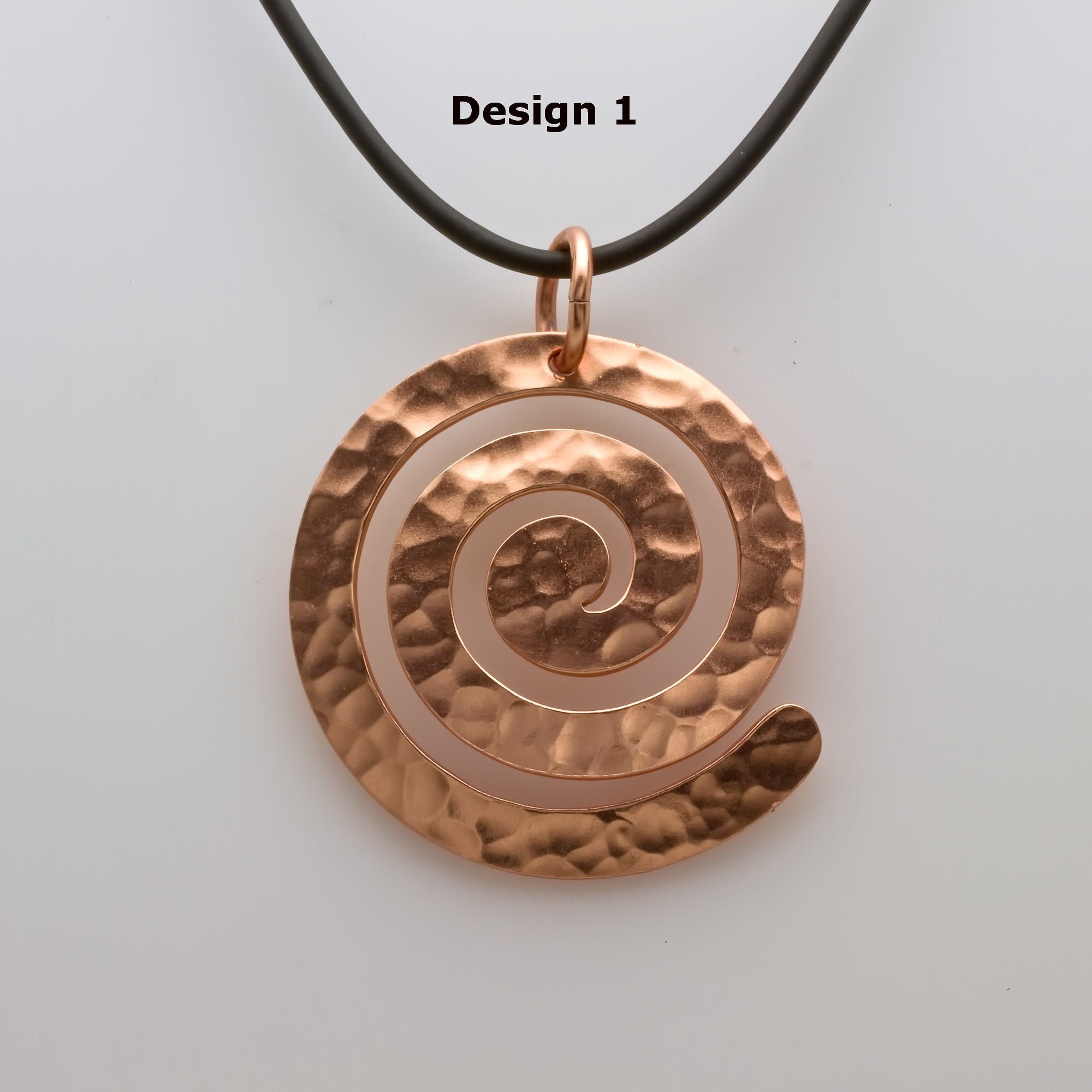 Hammered Copper Pendant and Necklace in Pebble Textured Styling with Sheen