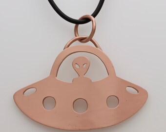 Alien Spacecraft Copper Pendant-Copper Jewelry-UFO Jewelry-Copper Jewelry