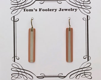 Copper with Silver Inlay Rectangle Earrings-Mixed Metal Jewelry-Dangle Earrings