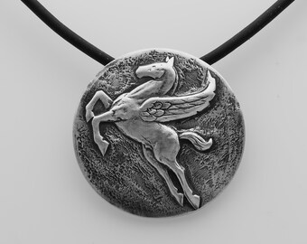 Pegasus Fine Silver Pendant-Silver Necklaces-999 Silver Jewelry-Statement Necklace