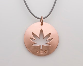 Marijuana 420 Copper Pendant-Copper Jewelry-Cannabis Gift