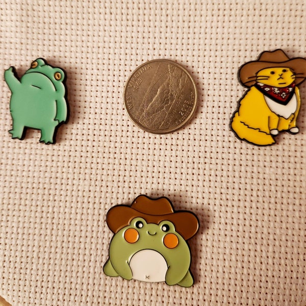 Cowboy Cat Funny Frog Needle Minder