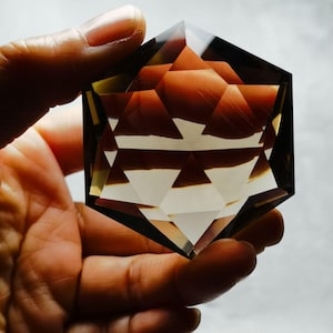 Natural Tibetan High Altitude Clear Smoky Citrine Crystal Quartz Flower of Life 1.92 inch Healing Reiki Energy Spiritual#20250417