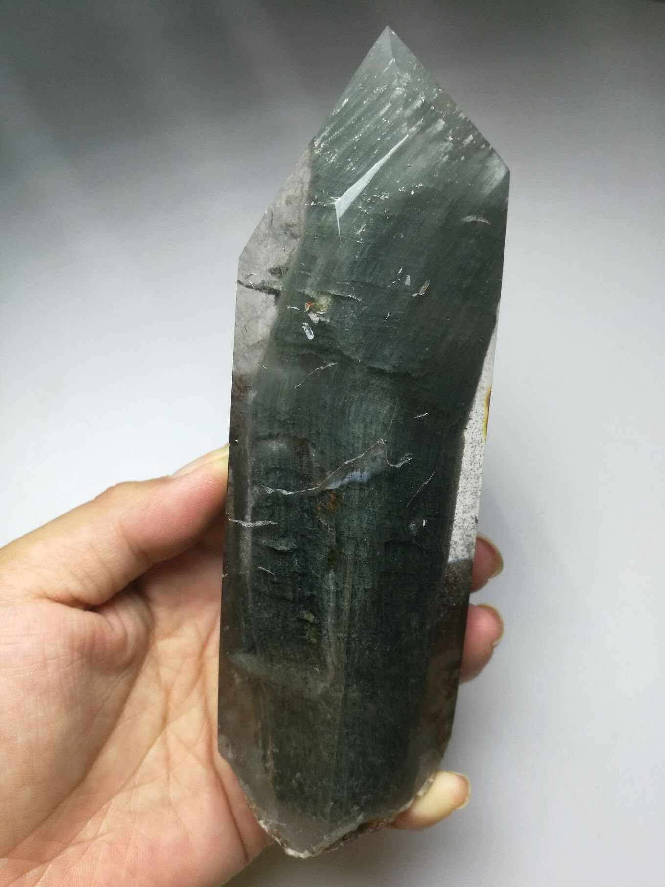Tibet High Altitude Clear Green Phantom Crystal Quartz 6 Sided