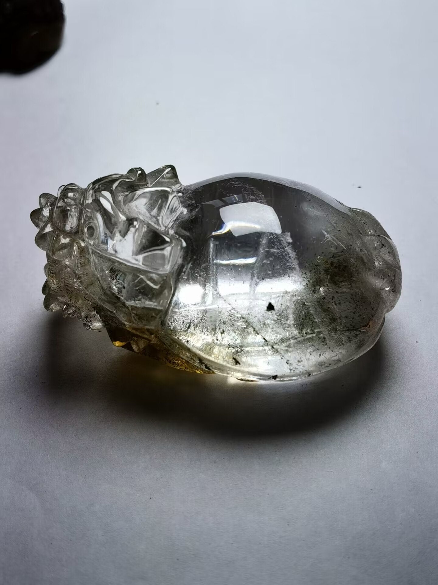 Tibetan High Altitude Green Phantom Clear Crystal Quartz Dragon Turtle Realistic Carving Art 2.79 inch Healing Reiki Energy#20230610